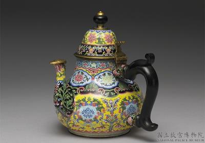 图片[2]-Painted enamel kettle with floral decoration and an ebony handle, Yongzheng reign (1723-1735), Qing dynasty-China Archive